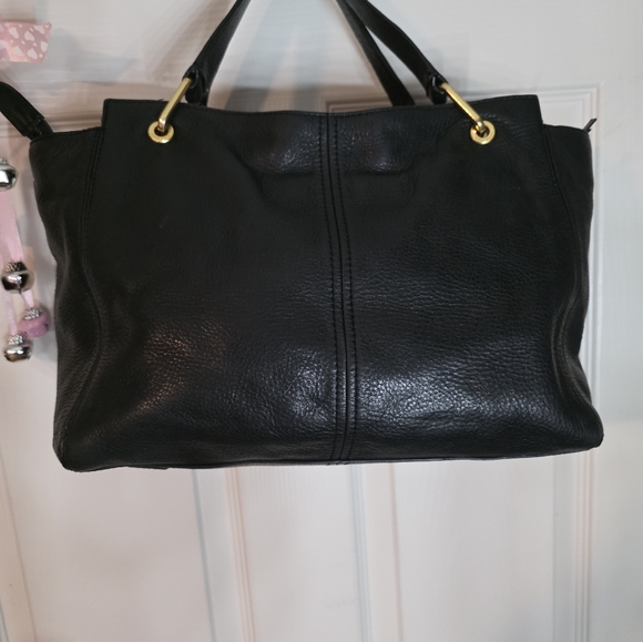Cole Haan Black Leather Bag with Gold Accents - Picture 6 of 14